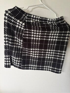 SHEIN Black and White Plaid Mini Skirt